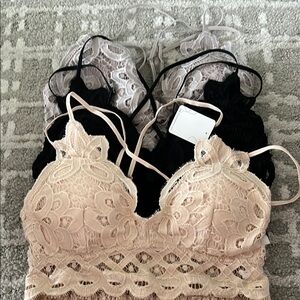 Elegant Lace Bralette Set - Black and Cream